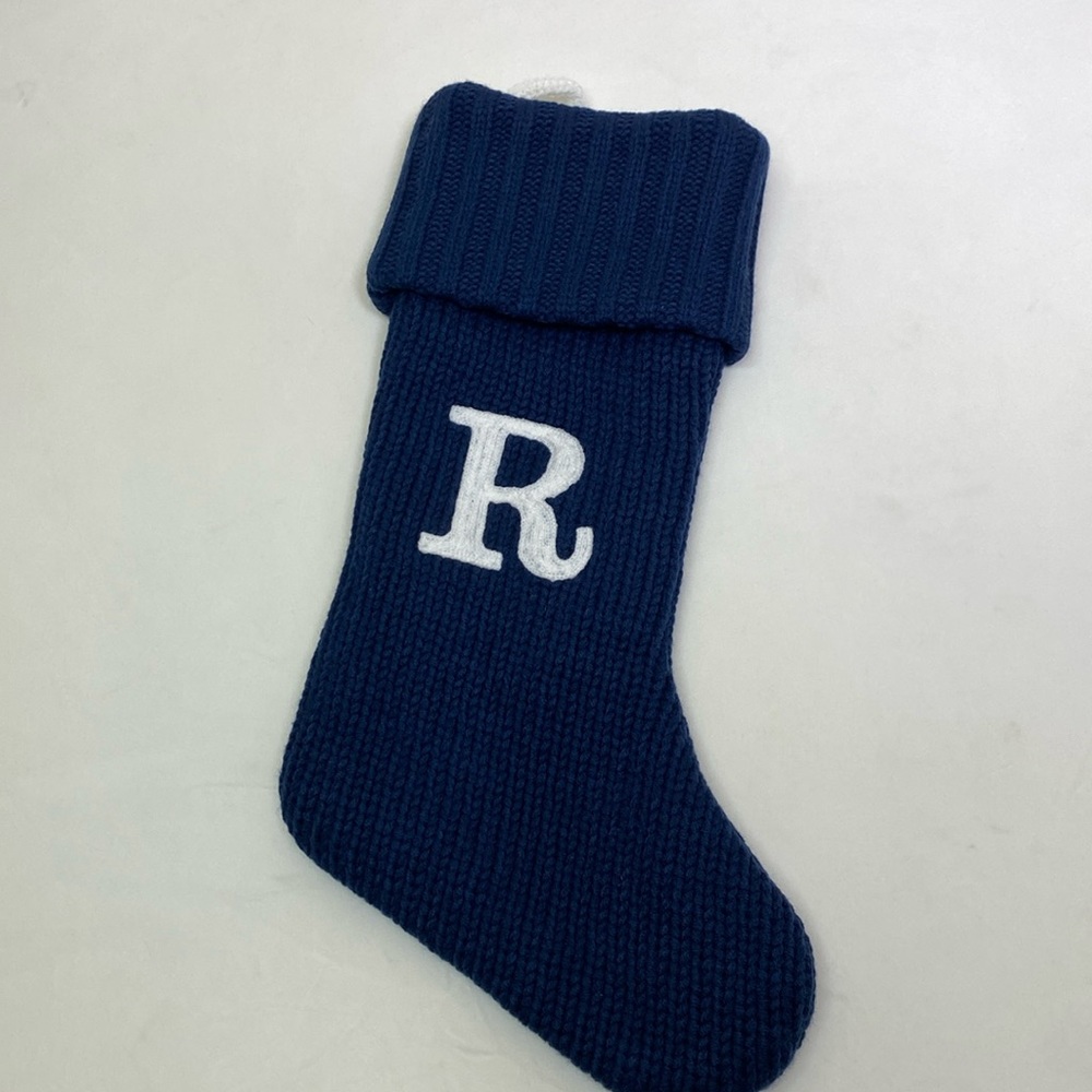 Letter R Navy Knit Stocking from Target